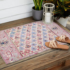 North Indian Dhurrie Kilim Print Outdoor Rug Gallery Image 2