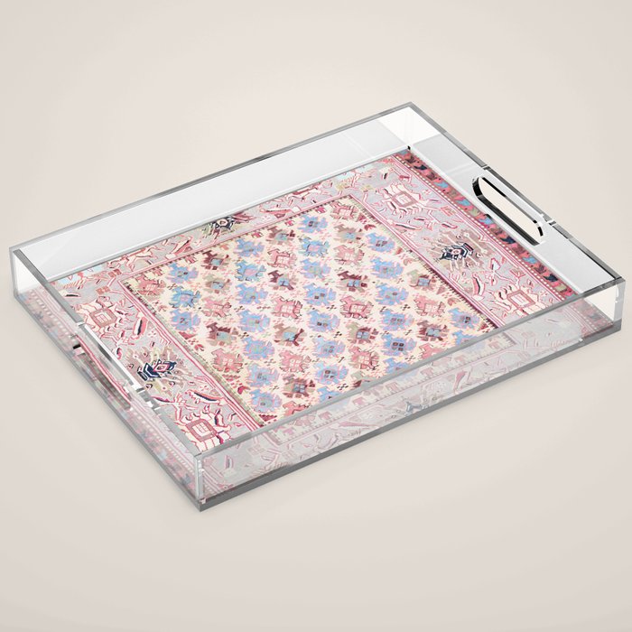 North Indian Dhurrie Kilim Print Acrylic Tray Gallery Image 1