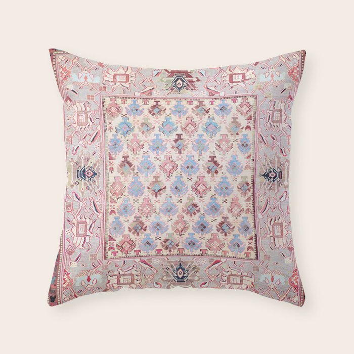 North Indian Dhurrie Kilim Print Throw Pillow Gallery Image 6