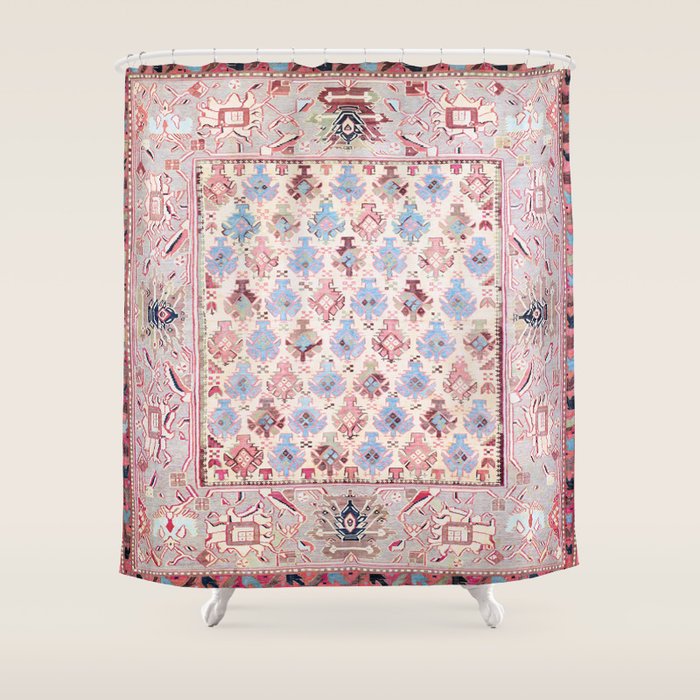North Indian Dhurrie Kilim Print Shower Curtain Gallery Image 1