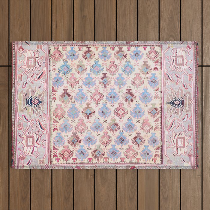 North Indian Dhurrie Kilim Print Outdoor Rug Gallery Image 1