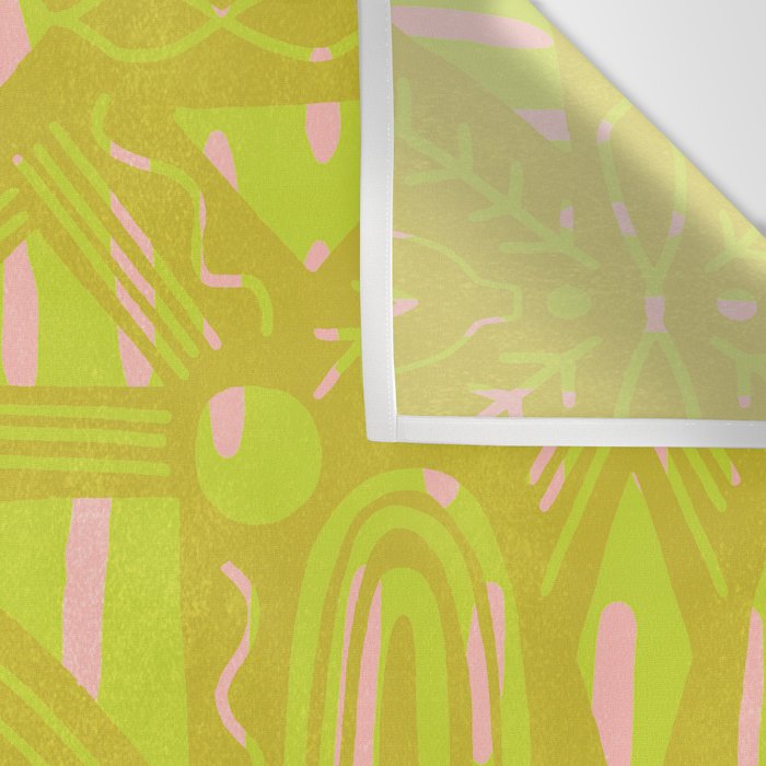 vintage kantha: chartreuse Wall Tapestry Gallery Image 3