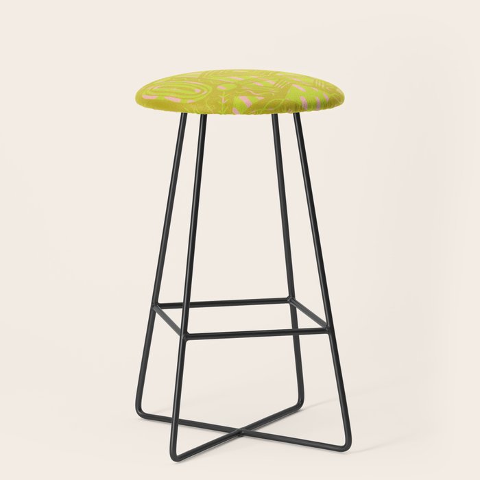 vintage kantha: chartreuse Stool Gallery Image 1