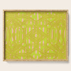 vintage kantha: chartreuse Serving Tray Gallery Image 1