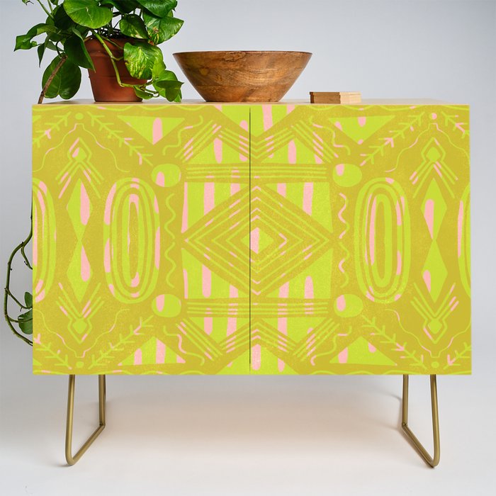 vintage kantha: chartreuse Credenza Gallery Image 1