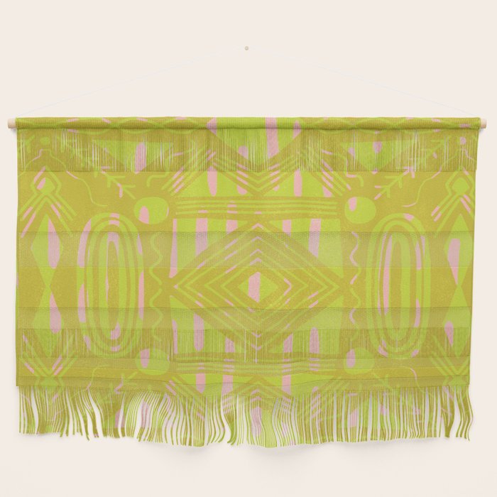 vintage kantha: chartreuse Wall Hanging Gallery Image 1