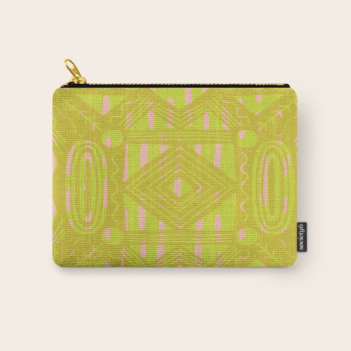 vintage kantha: chartreuse Carry All Pouch Gallery Image 1