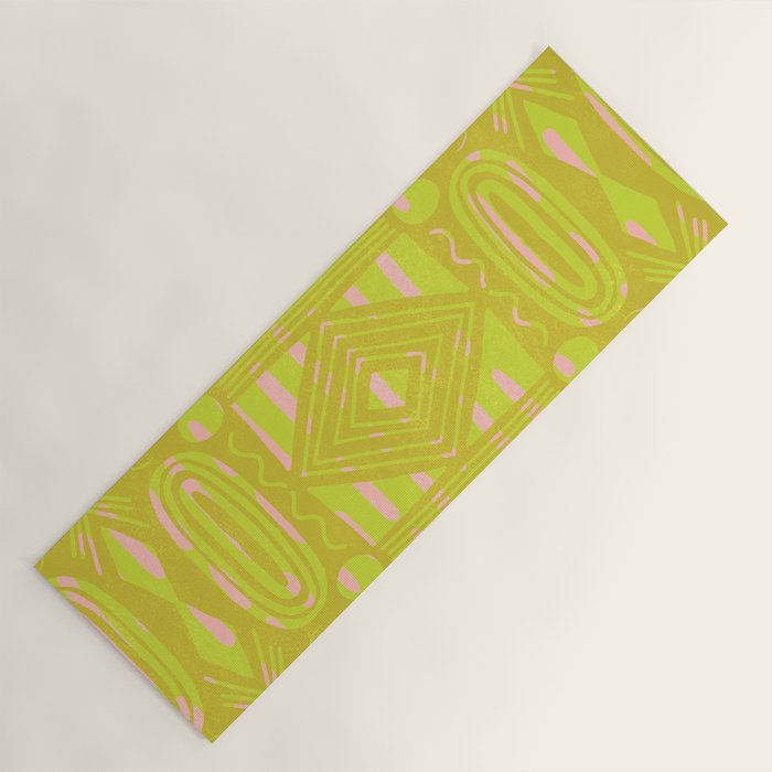 vintage kantha: chartreuse Yoga Mat Gallery Image 1