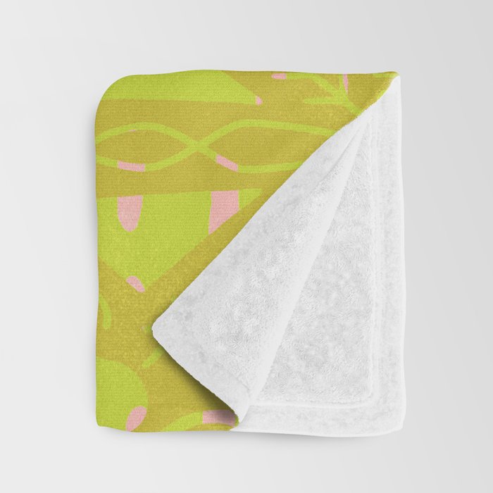 vintage kantha: chartreuse Throw Blanket Gallery Image 3