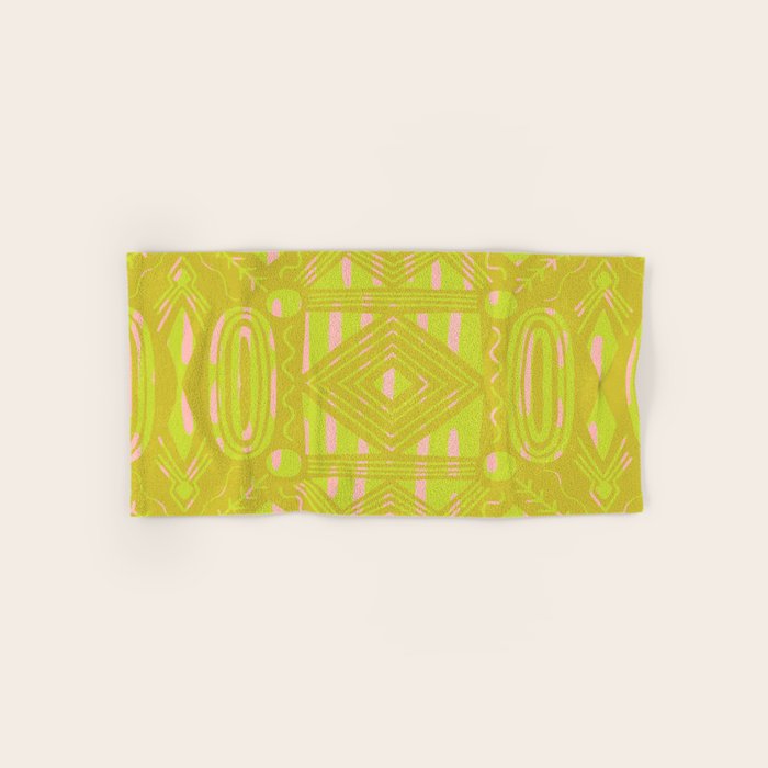 vintage kantha: chartreuse Bath Towel Gallery Image 1