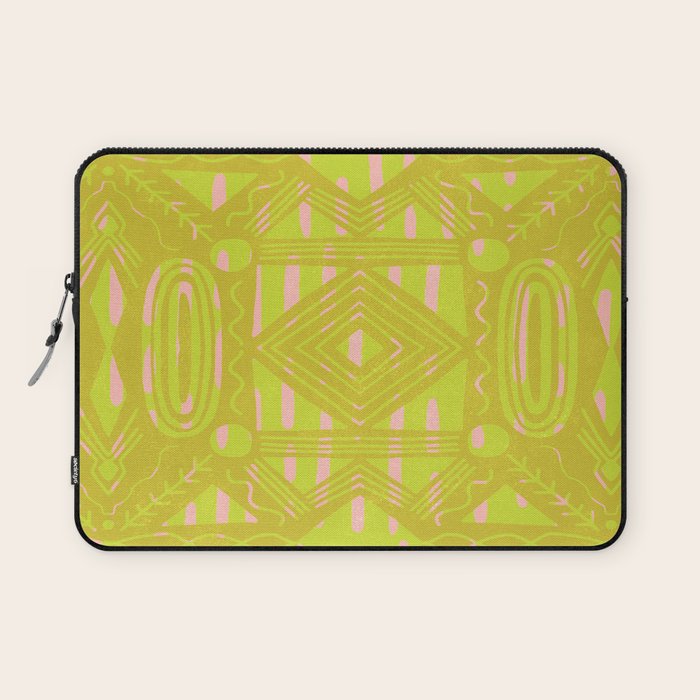 vintage kantha: chartreuse Laptop Sleeve Gallery Image 1