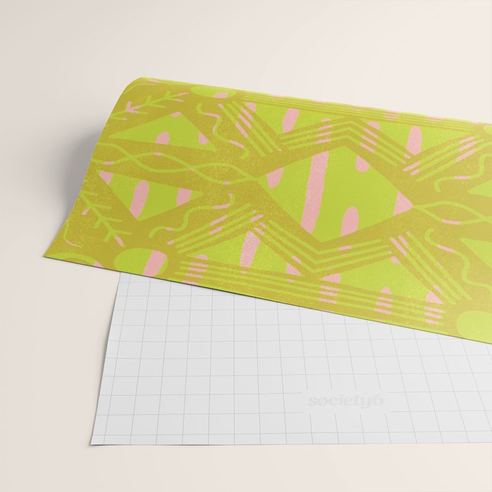 vintage kantha: chartreuse Wrapping Paper Gallery Image 2