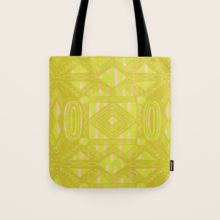 vintage kantha: chartreuse Tote Bag Gallery Image 1