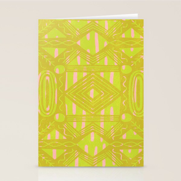 vintage kantha: chartreuse Stationery Card Gallery Image 1