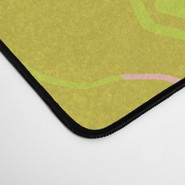 vintage kantha: chartreuse Desk Mat Gallery Image 4