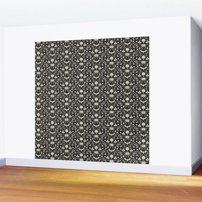 Spooky Things Two Tone - Black Beige Wall Mural Gallery Image 2