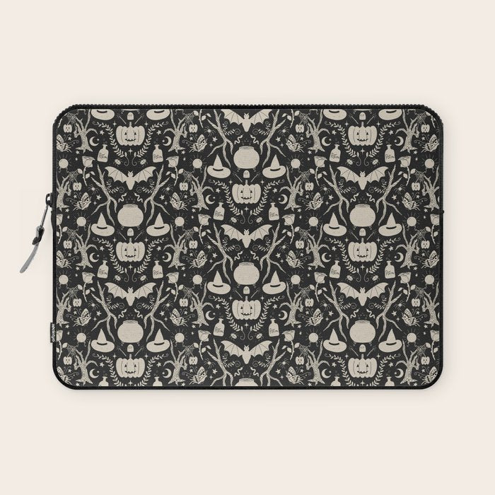 Spooky Things Two Tone - Black Beige Laptop Sleeve Gallery Image 1