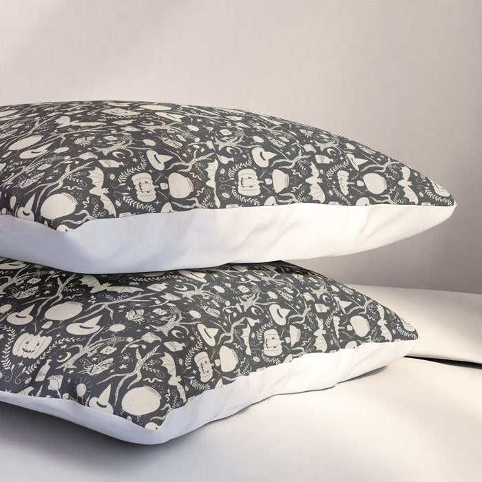 Spooky Things Two Tone - Black Beige Pillow Sham Gallery Image 3