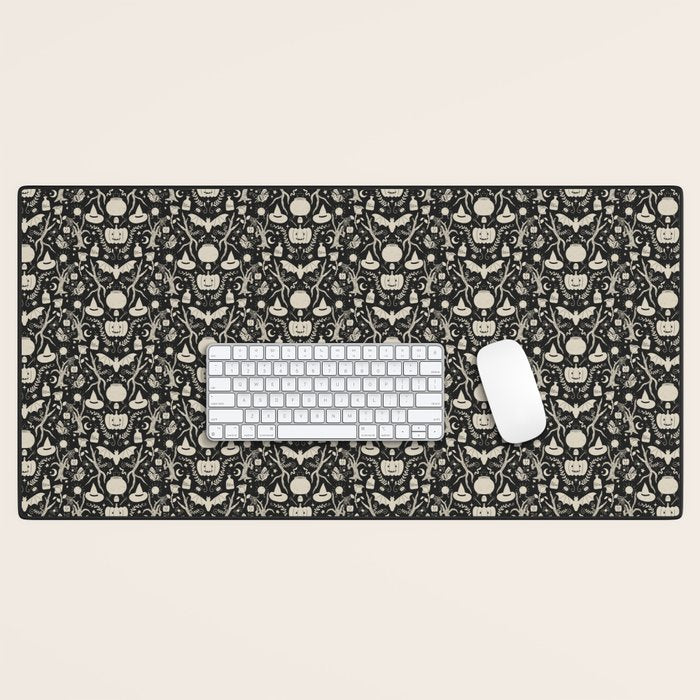 Spooky Things Two Tone - Black Beige Desk Mat Gallery Image 1