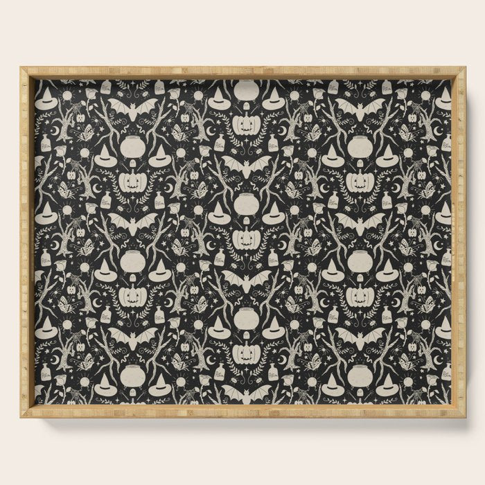 Spooky Things Two Tone - Black Beige Serving Tray Gallery Image 1
