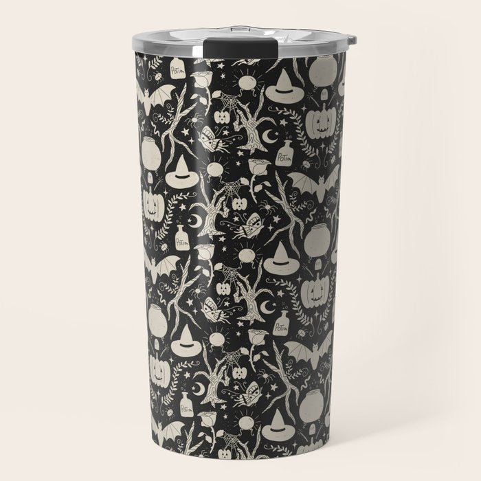 Spooky Things Two Tone - Black Beige Travel Mug Gallery Image 1
