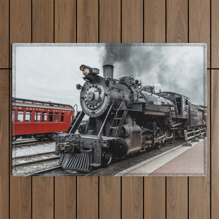 Strasburg Railroad Vintage Steam Locomotive Baldwin Train Engine Pennsylvania Outdoor Rug Gallery Image 1