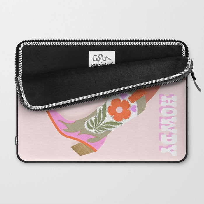 Cowgirl boots Howdy on soft pink Laptop Sleeve Gallery Image 2