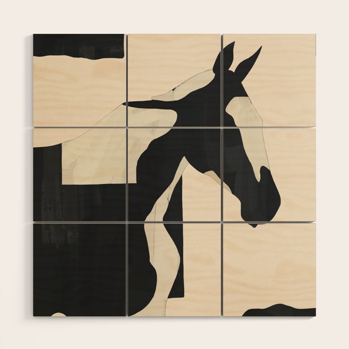 Abstract Minimal Horse 5 Wood Wall Art Gallery Image 1