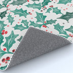 Festive Holly Leaves and Berries Christmas Pattern Rug Gallery Image 4