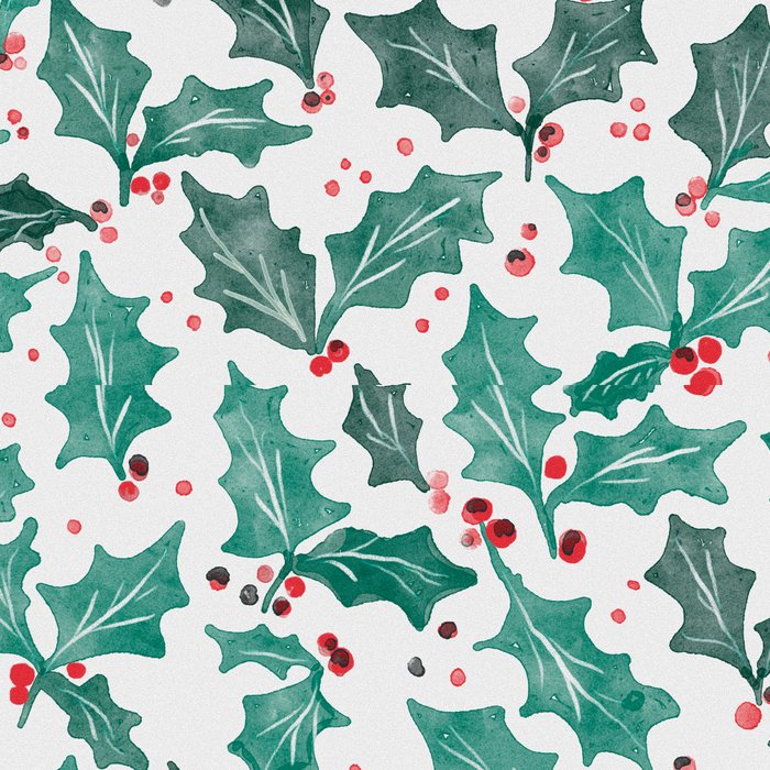 Festive Holly Leaves and Berries Christmas Pattern Coffee Mug Gallery Image 2