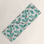 Festive Holly Leaves and Berries Christmas Pattern Yoga Mat Gallery Image 1