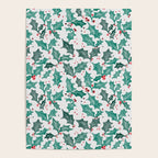 Festive Holly Leaves and Berries Christmas Pattern Poster Gallery Image 4