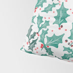 Festive Holly Leaves and Berries Christmas Pattern Pillow Sham Gallery Image 4