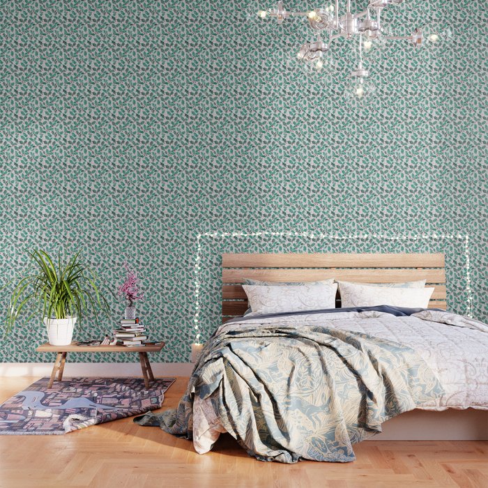 Festive Holly Leaves and Berries Christmas Pattern Wallpaper Gallery Image 3