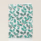 Festive Holly Leaves and Berries Christmas Pattern Stationery Card Gallery Image 2