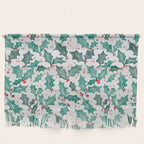 Festive Holly Leaves and Berries Christmas Pattern Wall Hanging Gallery Image 1