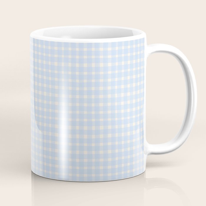 Blue White Gingham Check Coffee Mug Gallery Image 1