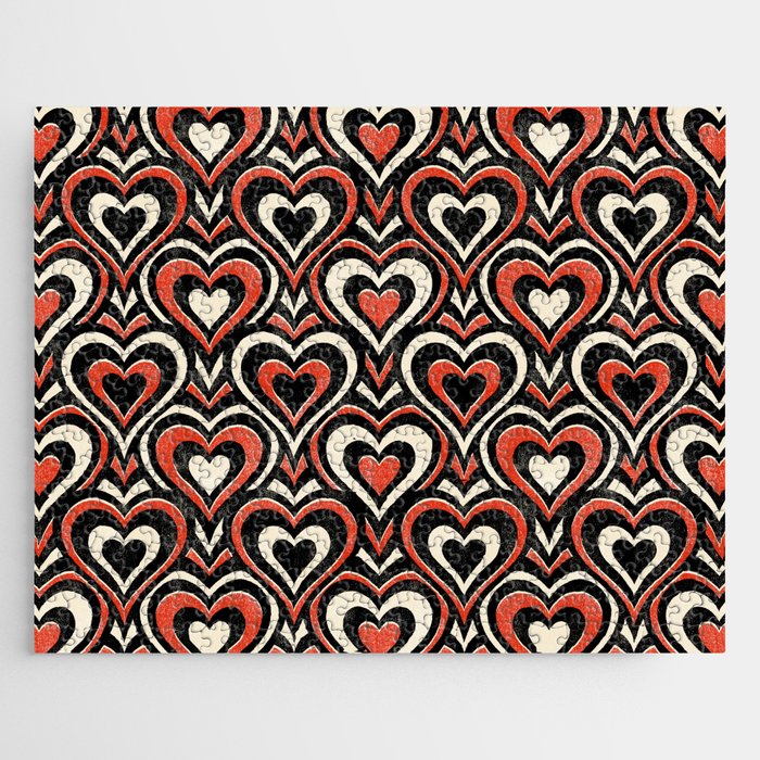 Sweethearts - red, black, and cream Jigsaw Puzzle Gallery Image 1