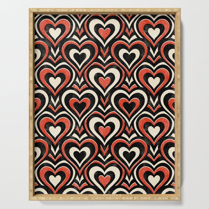 Sweethearts - red, black, and cream Serving Tray Gallery Image 1