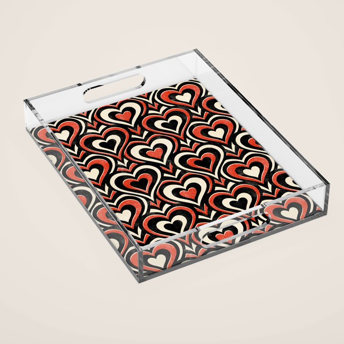 Sweethearts - red, black, and cream Acrylic Tray Gallery Image 1