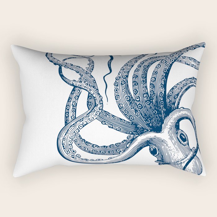 Octopus Navy Rectangular Pillow Gallery Image 1