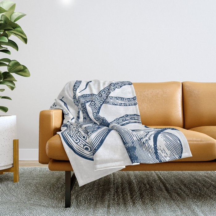 Octopus Navy Throw Blanket Gallery Image 1