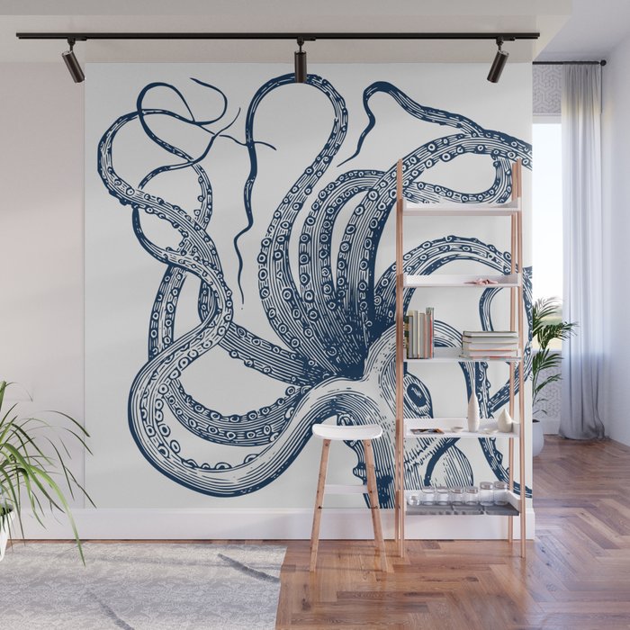 Octopus Navy Wall Mural Gallery Image 1