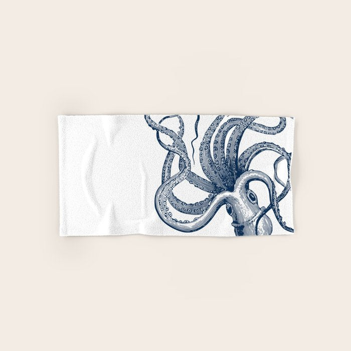 Octopus Navy Bath Towel Gallery Image 1