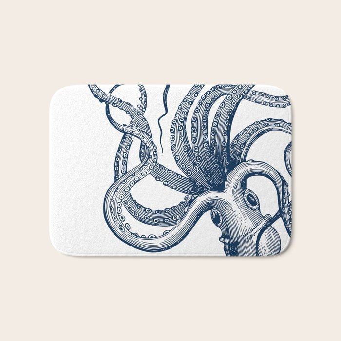 Octopus Navy Bath Mat