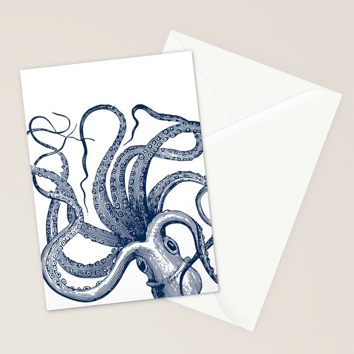 Octopus Navy Stationery Card Gallery Image 2