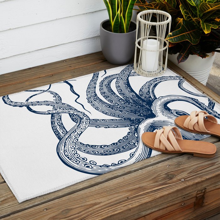 Octopus Navy Outdoor Rug Gallery Image 2