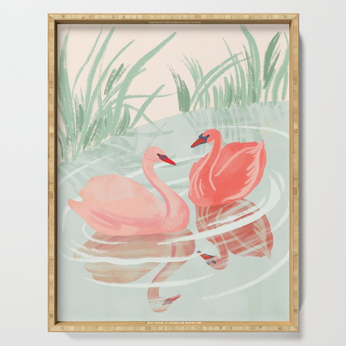 Pink Swans Serving Tray Gallery Image 1