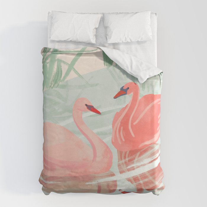 Pink Swans Duvet Cover Gallery Image 1