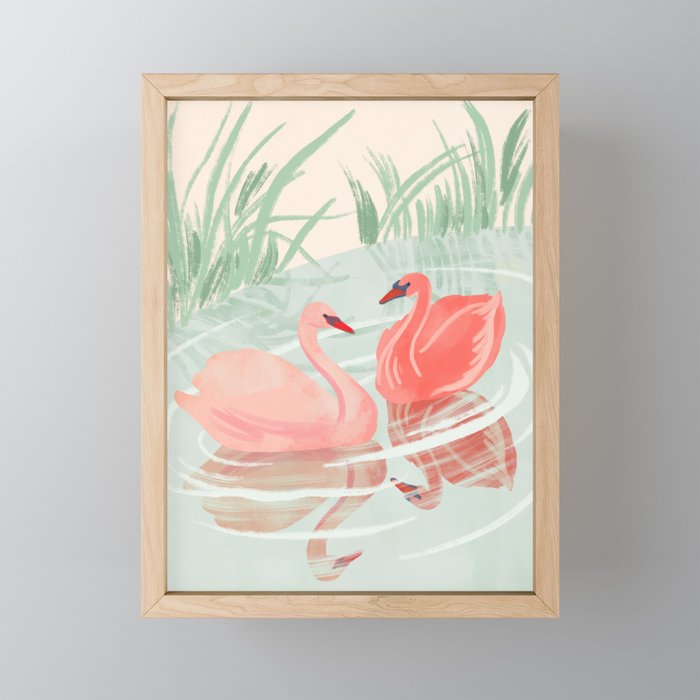 Pink Swans Mini Art Print Gallery Image 1